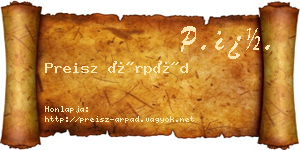 Preisz Árpád névjegykártya